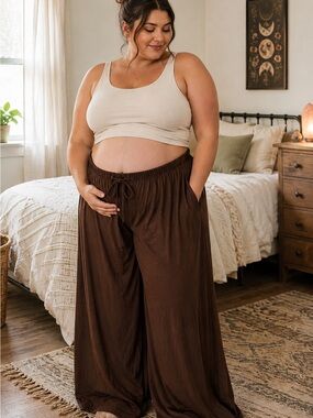 Bumpsuit Cloud Pants 3X Chocolate NWT Maternity Postpartum Wide Leg Lounge